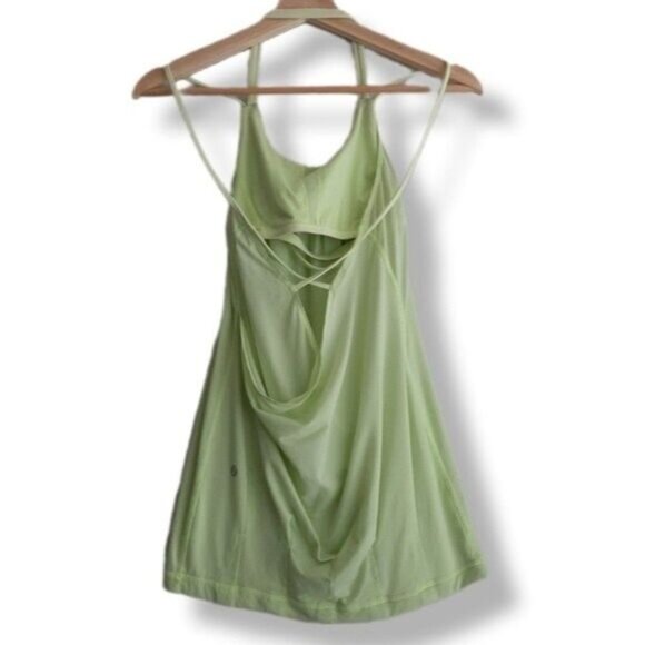 LULULEMON Neon Green Tank Top Draped Back Sz 4 Flawed - Picture 1 of 12